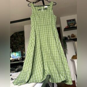 🌿 Modcloth Green Plaid Swing Dress with Pockets 🌿 Cottagecore 🌿 Size M 🌿